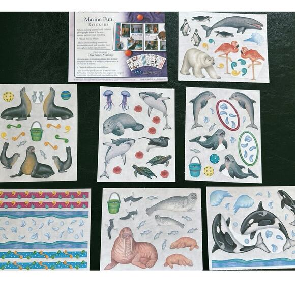 Marine Fun Creative Memories 7 Sheets 2003 Seals Whales Dolphins Walrus Flamingo - Picture 1 of 8